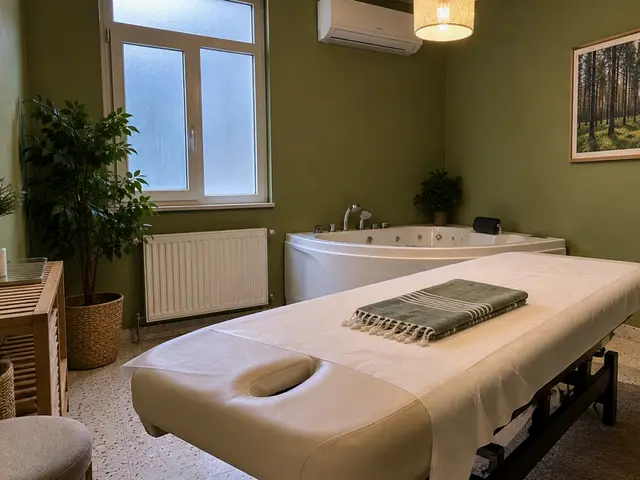 Jakuzili, pencereli aydınlık masaj odası — Beşyol, Masaj Salonun
